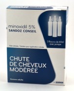Minoxidil 5% Sandoz 3 Flacons Chute de Cheveux